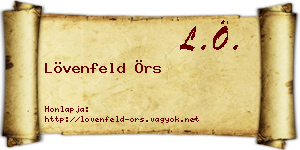 Lövenfeld Örs névjegykártya